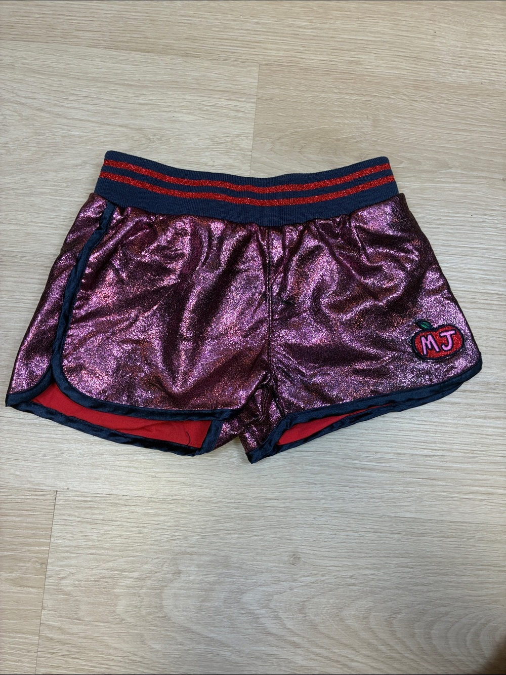 Little Marc Jacobs Metallic Pink Athletic Shorts with Stripe Waistband